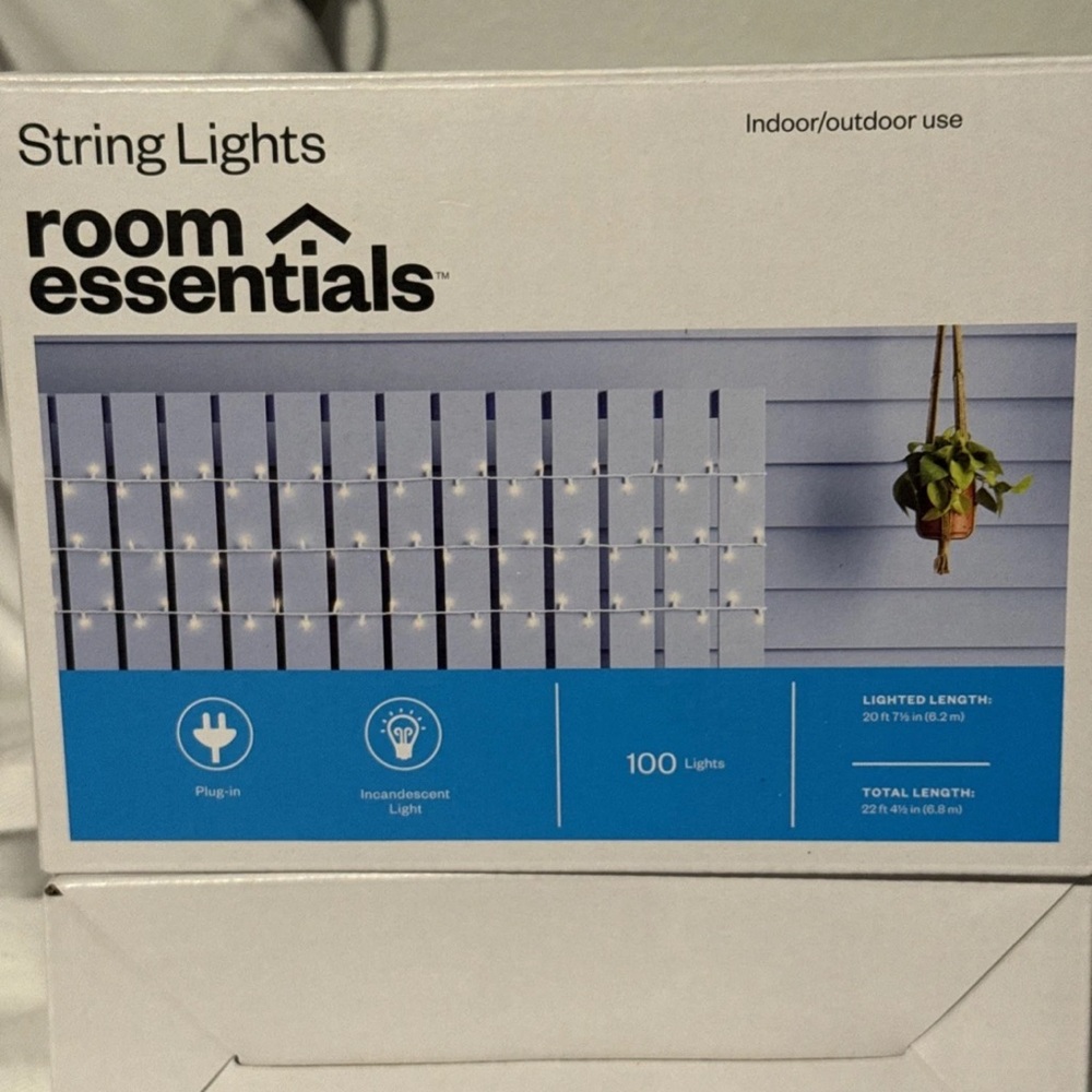 Room Essentials String Lights - White 100ct NIB
